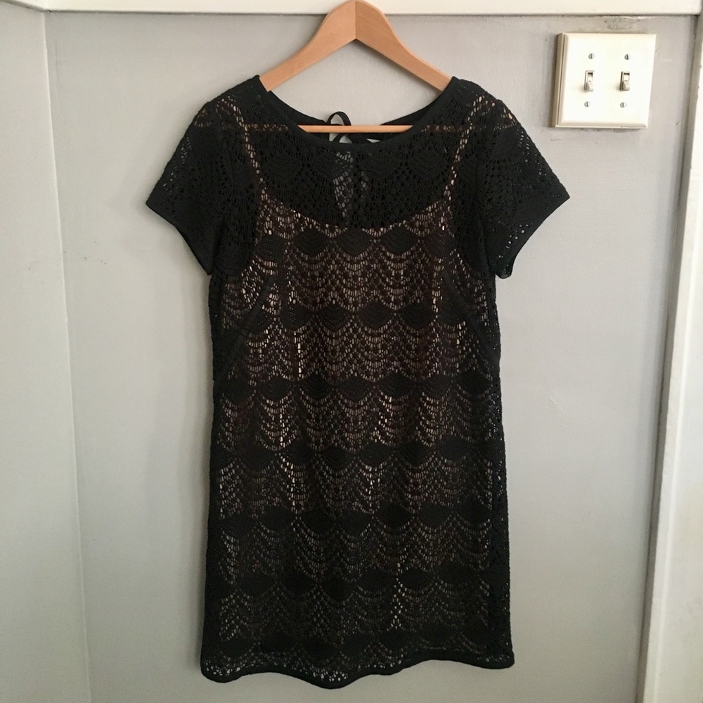Loft Black Open knit dress